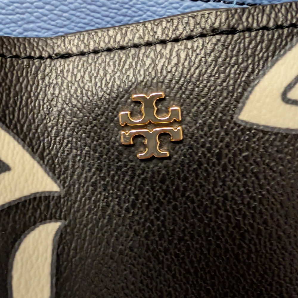 Tory Burch Black and Blue Floral Tote Bag - Picture 2 of 6